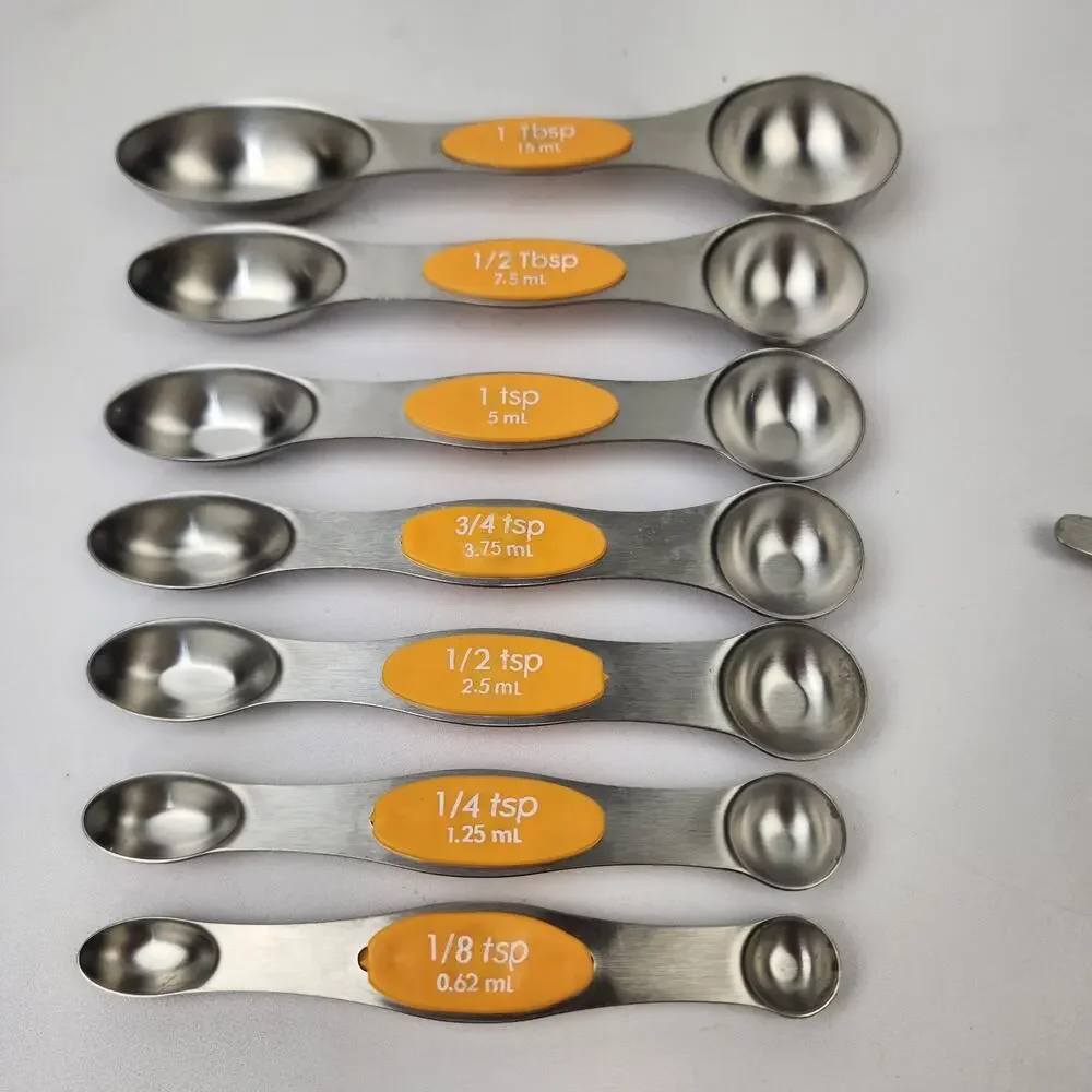 Stainless Steel Magnetic Measuring Spoons Set w/ Strong N45 Magnets, Heavy Duty